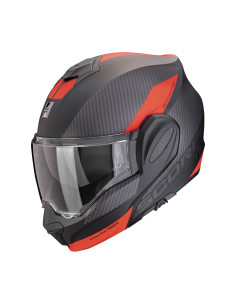 SCORPION EXO-TECH EVO TEAM MATT BLACK/SILVER/RED FLIP-UP MOTO ŠALMAS