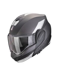 SCORPION EXO-TECH EVO TEAM MATT BLACK/SILVER FLIP-UP MOTO ŠALMAS