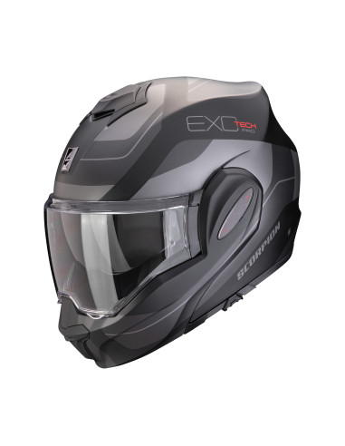 SCORPION EXO-TECH EVO PRO COMMUTA MATT BLACK/SILVER FLIP-UP MOTO ŠALMAS