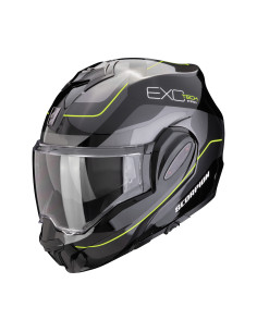 SCORPION EXO-TECH EVO PRO COMMUTA BLACK/SILVER/YELLOW FLIP-UP MOTO ŠALMAS