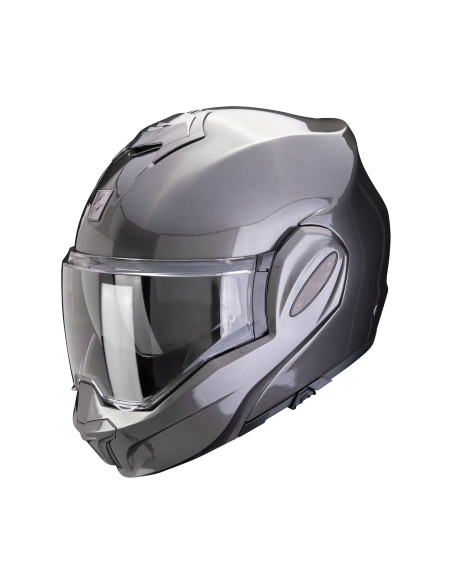 SCORPION EXO-TECH EVO PRO METALLIC GREY FLIP-UP MOTO HELMET