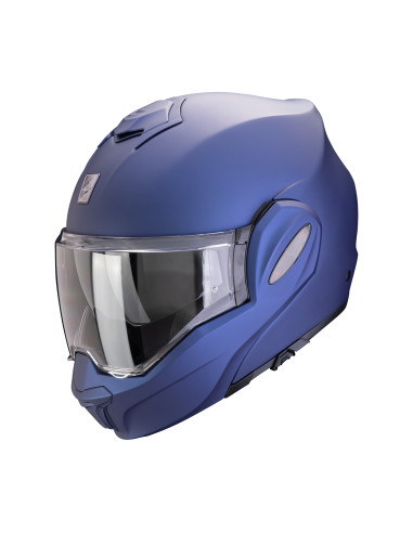 SCORPION EXO-TECH EVO PRO MATT BLUE FLIP-UP MOTO HELMET