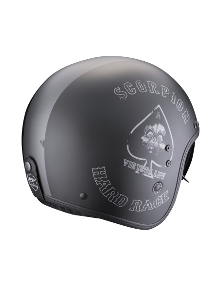 SCORPION BELFAST EVO SPADE MATT BLACK/SILVER ATVIRAS MOTO ŠALMAS