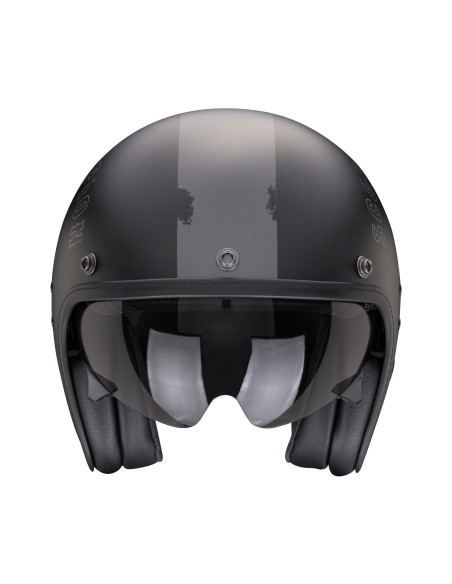SCORPION BELFAST EVO SPADE MATT BLACK/SILVER ATVIRAS MOTO ŠALMAS