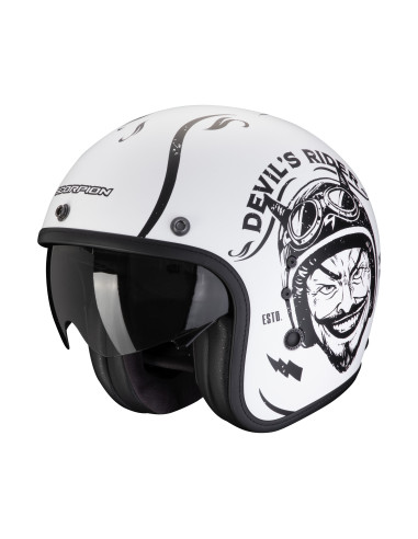 SCORPION BELFAST EVO ROMEO MATT WHITE/BLACK ATVIRAS MOTO ŠALMAS