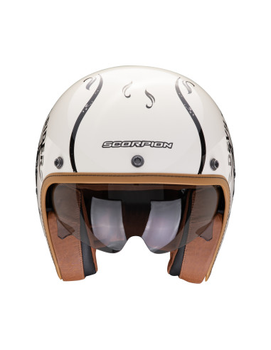 SCORPION BELFAST EVO ROMEO CREAM/BLACK ATVIRAS MOTO ŠALMAS