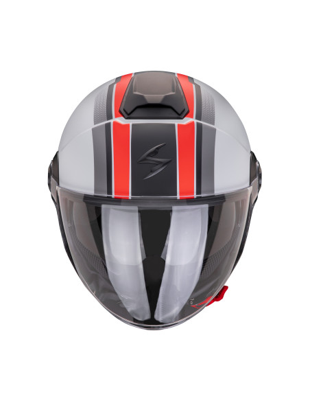 SCORPION EXO-CITY II VEL GREY/RED ATVIRAS MOTO ŠALMAS