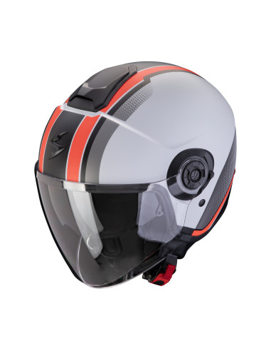 SCORPION EXO-CITY II VEL GREY/RED ATVIRAS MOTO ŠALMAS