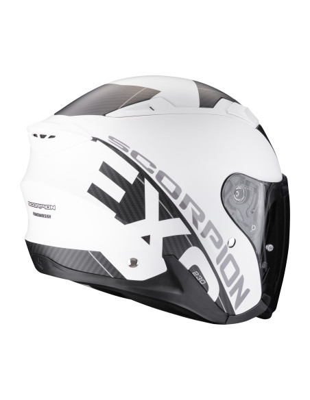 SCORPION EXO-230 QR MATT WHITE/BLACK ATVIRAS MOTO ŠALMAS