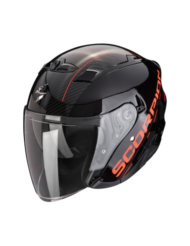 SCORPION EXO-230 QR BLACK/RED ATVIRAS MOTO ŠALMAS