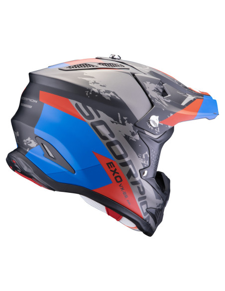 SCORPION VX-22 AIR CX MATT BLACK/BLUE/RED KROSINIS MOTO ŠALMAS