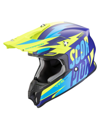 SCORPION VX-16 EVO AIR SLANTER MATT BLUE/NEON YELLOW KROSINIS MOTO ŠALMAS