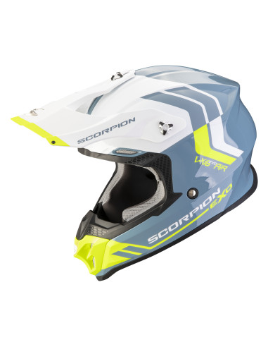 SCORPION VX-16 EVO AIR FUSION BLUE/NEON YELLOW KROSINIS MOTO ŠALMAS