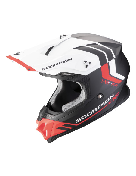 SCORPION VX-16 EVO AIR FUSION MATT BLACK/RED KROSINIS MOTO ŠALMAS