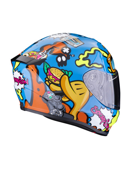 SCORPION EXO AIR FUN BLUE/ORANGE VAIKIŠKAS SPORTINIS/UŽDARAS MOTO ŠALMAS