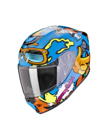 SCORPION EXO AIR FUN BLUE/ORANGE VAIKIŠKAS SPORTINIS/UŽDARAS MOTO ŠALMAS