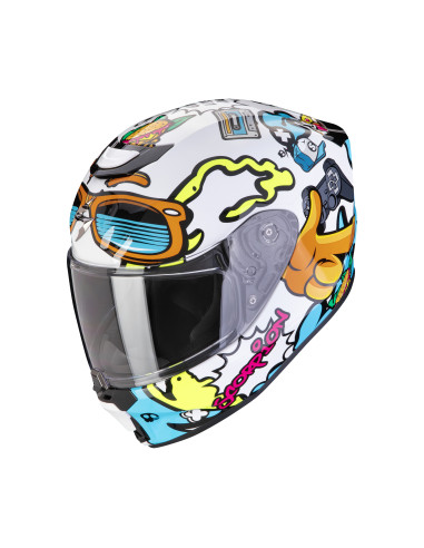 SCORPION EXO AIR FUN WHITE/BLUE VAIKIŠKAS SPORTINIS/UŽDARAS MOTO ŠALMAS