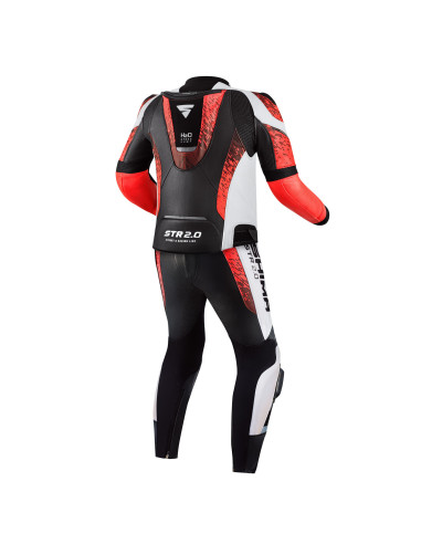 SHIMA STR 2.0 RED FLUO 2-PIECE LEATHER MOTO SUIT