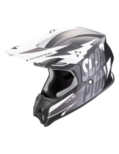 SCORPION VX-16 EVO AIR SLANTER MATT BLACK/SILVER KROSINIS MOTO ŠALMAS