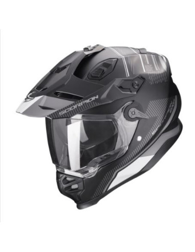 SCORPION ADF-9000 AIR DESERT MATT BLACK/SILVER ADVENTURE MOTO ŠALMAS