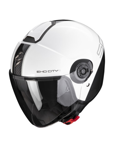 SCORPION EXO-CITY II CARBO WHITE/BLACK ATVIRAS MOTO ŠALMAS