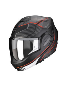 SCORPION EXO-TECH EVO ANIMO BLACK/RED FLIP-UP MOTO ŠALMAS