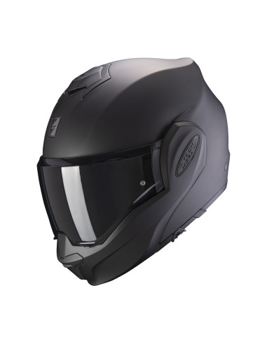 SCORPION EXO-TECH EVO MATT BLACK FLIP-UP MOTO HELMET