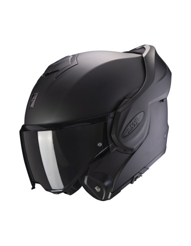 SCORPION EXO-TECH EVO MATT BLACK FLIP-UP MOTO HELMET