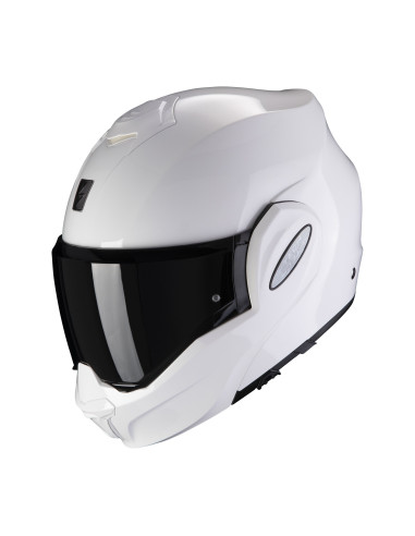 SCORPION EXO-TECH EVO WHITE FLIP-UP MOTO ŠALMAS