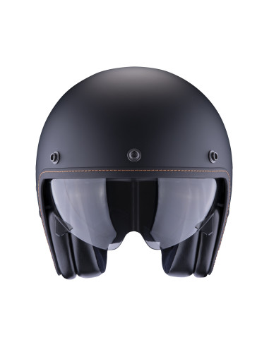 SCORPION BELFAST EVO MATT BLACK ATVIRAS MOTO ŠALMAS