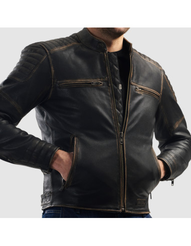 REBELHORN HUNTER II BROWN LEATHER MOTO JACKET