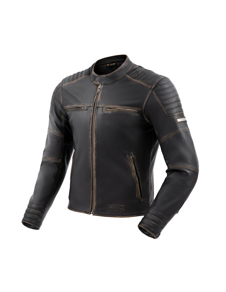 REBELHORN HUNTER II BROWN LEATHER MOTO JACKET