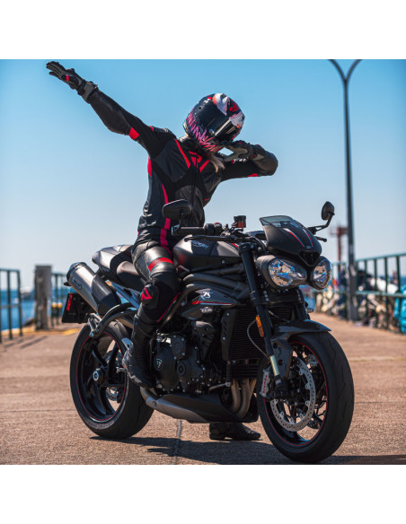 REBELHORN REBEL PINK MOTERIŠKA ODINĖ MOTO STRIUKĖ