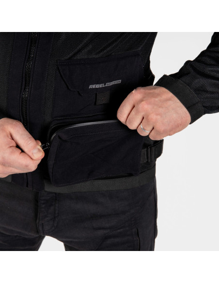 REBELHORN BRUTALE BLACK TEXTILE MOTO JACKET
