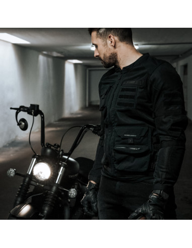 REBELHORN BRUTALE BLACK TEXTILE MOTO JACKET