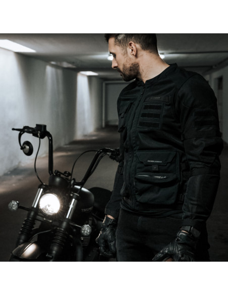 REBELHORN BRUTALE BLACK TEXTILE MOTO JACKET