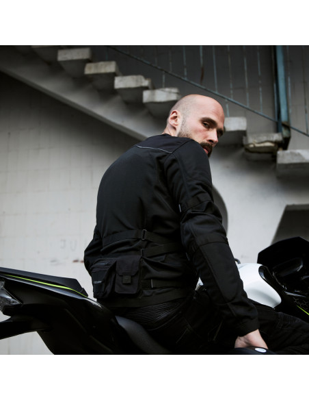 REBELHORN BRUTALE BLACK TEXTILE MOTO JACKET