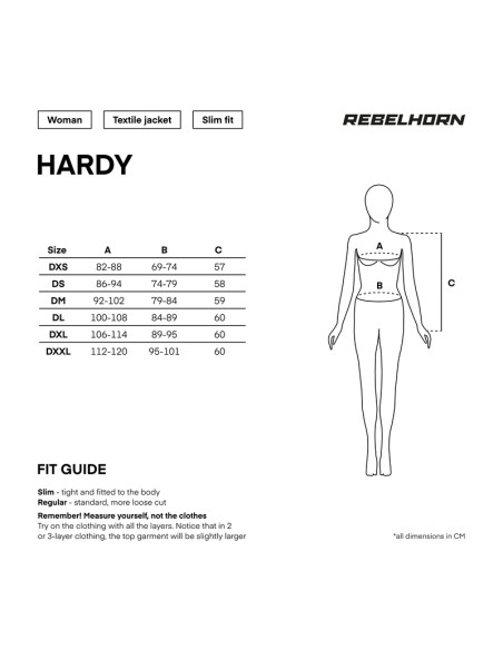 REBELHORN HARDY II BLACK/GREY MOTERIŠKA TEKSTILINĖ MOTO STRIUKĖ