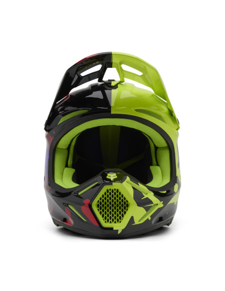 FOX V3 THROTTLE FLUORESCENT YELLOW KROSINIS MOTO ŠALMAS