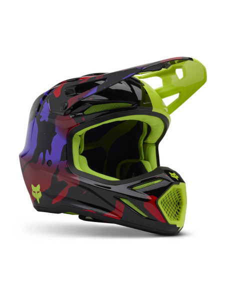 FOX V3 THROTTLE FLUORESCENT YELLOW KROSINIS MOTO ŠALMAS