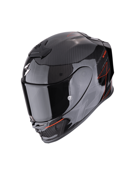 SCORPION EXO-R1 CARBON EVO AIR CYNERGY BLACK/RED SPORTINIS/UŽDARAS MOTO ŠALMAS