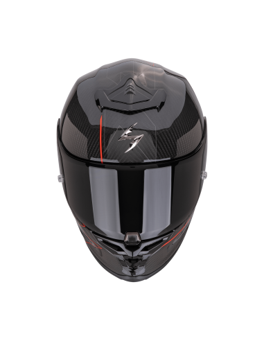 SCORPION EXO-R1 CARBON EVO AIR CYNERGY BLACK/RED SPORTINIS/UŽDARAS MOTO ŠALMAS