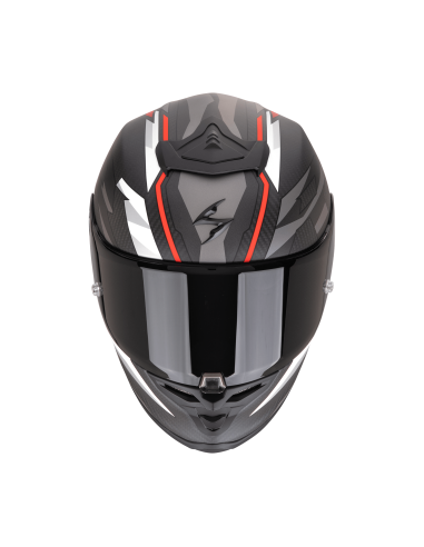 SCORPION EXO-R1 CARBON EVO AIR RUNNER MATT BLACK/RED SPORTINIS/UŽDARAS MOTO ŠALMAS
