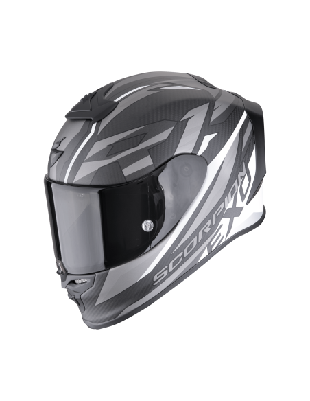 SCORPION EXO-R1 CARBON EVO AIR RUNNER MATT BLACK/WHITE SPORTINIS/UŽDARAS MOTO ŠALMAS