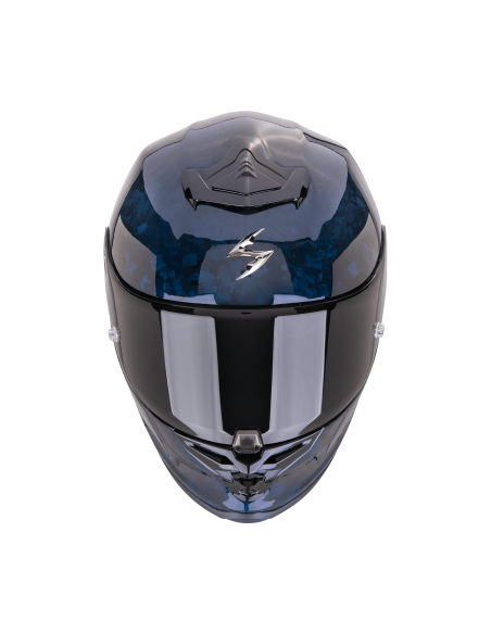 SCORPION EXO-R1 CARBON EVO AIR ONYX BLUE SPORTINIS/UŽDARAS MOTO ŠALMAS