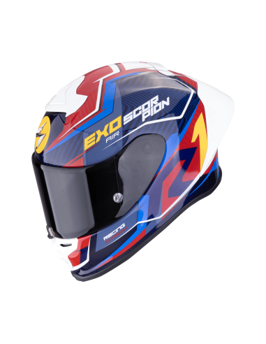 SCORPION EXO-R1 EVO AIR COUP BLUE/RED/YELLOW SPORTINIS/UŽDARAS MOTO ŠALMAS