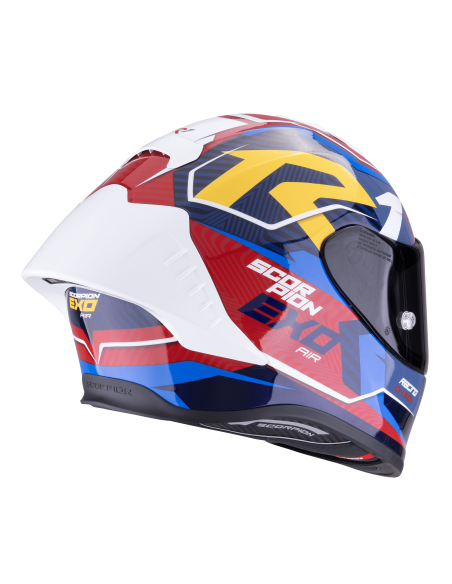 SCORPION EXO-R1 EVO AIR COUP BLUE/RED/YELLOW SPORTINIS/UŽDARAS MOTO ŠALMAS