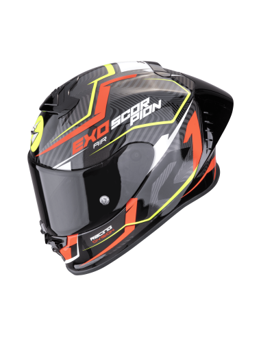 SCORPION EXO-R1 EVO AIR COUP BLACK/RED/NEON YELLOW SPORTINIS/UŽDARAS MOTO ŠALMAS