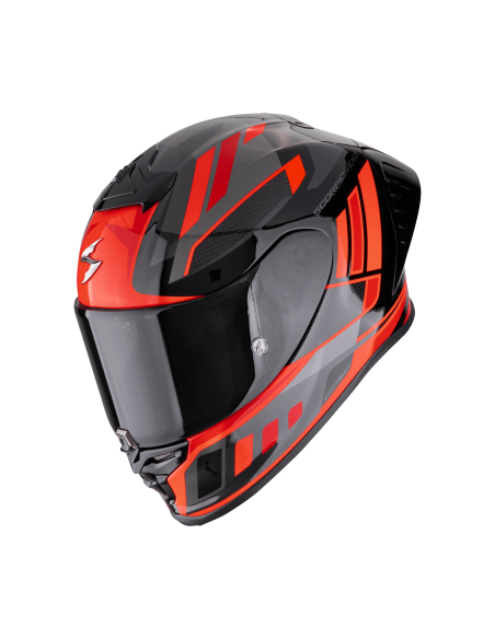 SCORPION EXO-R1 EVO II AIR VITAL BLACK/SILVER/RED SPORTINIS/UŽDARAS MOTO ŠALMAS