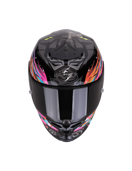 SCORPION EXO-R1 EVO AIR SAVAGE BLACK/BLUE/PINK SPORTINIS/UŽDARAS MOTO ŠALMAS